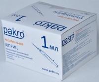 1 мл трехкомпонентный шприц Pakro инсулиновый U100 , с иглой 0,3х13, 100 шт купить в Сургуте