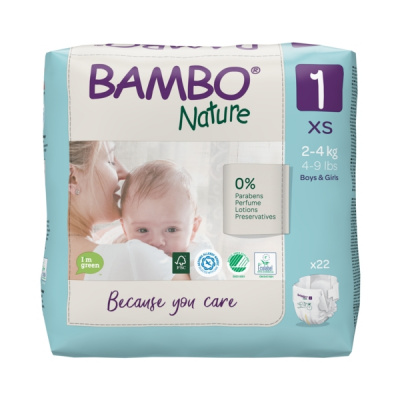 Эко-подгузники Bambo Nature 1 (2-4 кг), 22 шт купить оптом в Сургуте